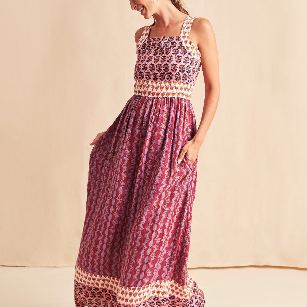 NWT Faherty Linen Gracie Maxi Dress L Large